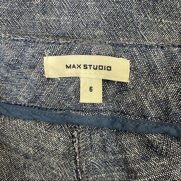 Max Studio Blue Wide Leg Linen Pants - Picture 3 of 9